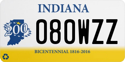 IN license plate 080WZZ