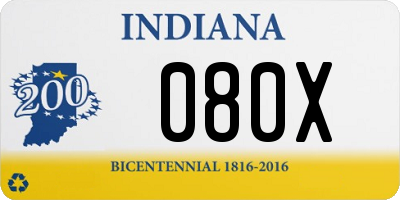 IN license plate 080X