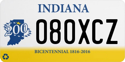 IN license plate 080XCZ