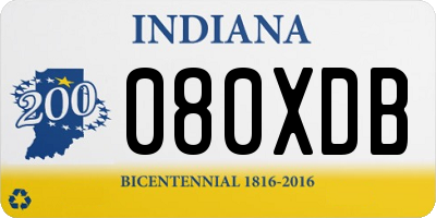IN license plate 080XDB