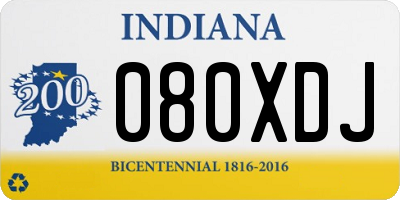 IN license plate 080XDJ