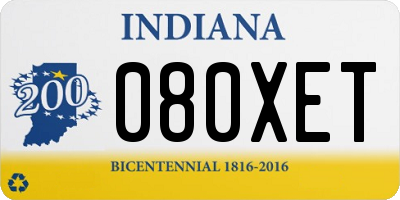 IN license plate 080XET