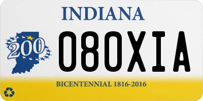 IN license plate 080XIA