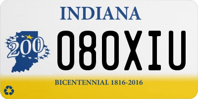 IN license plate 080XIU