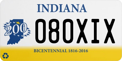 IN license plate 080XIX
