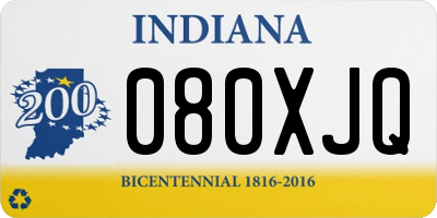 IN license plate 080XJQ