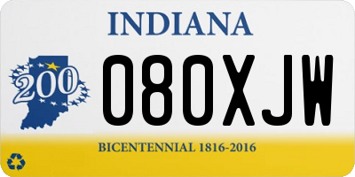 IN license plate 080XJW