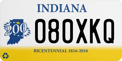 IN license plate 080XKQ