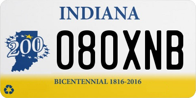 IN license plate 080XNB