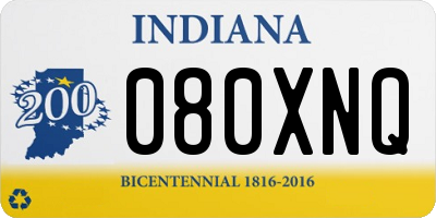 IN license plate 080XNQ
