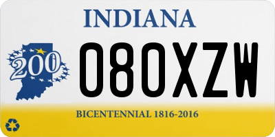 IN license plate 080XZW
