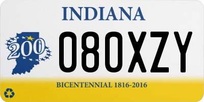 IN license plate 080XZY