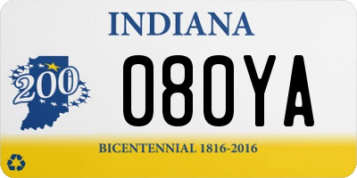 IN license plate 080YA