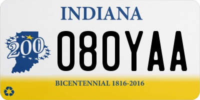 IN license plate 080YAA