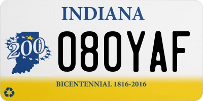 IN license plate 080YAF
