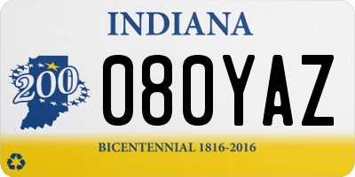 IN license plate 080YAZ