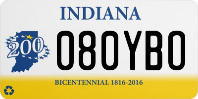 IN license plate 080YBO