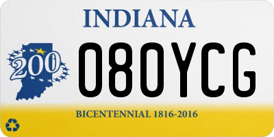 IN license plate 080YCG