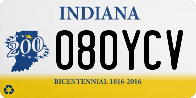 IN license plate 080YCV