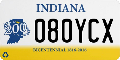 IN license plate 080YCX