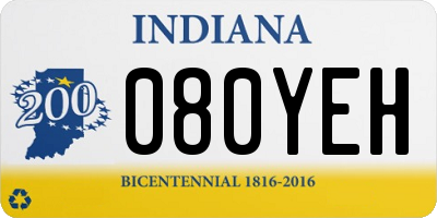 IN license plate 080YEH
