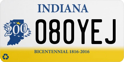 IN license plate 080YEJ