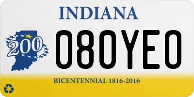 IN license plate 080YEO