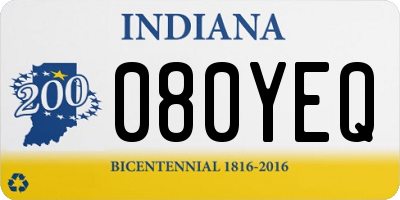 IN license plate 080YEQ