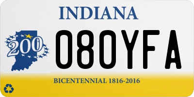 IN license plate 080YFA