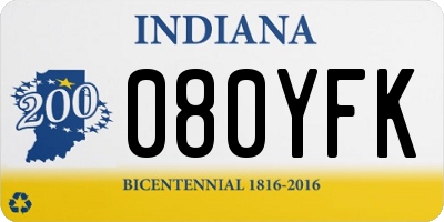 IN license plate 080YFK