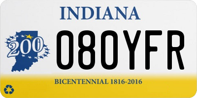IN license plate 080YFR