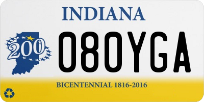 IN license plate 080YGA