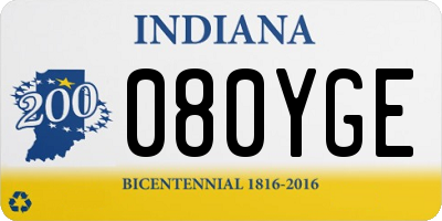 IN license plate 080YGE