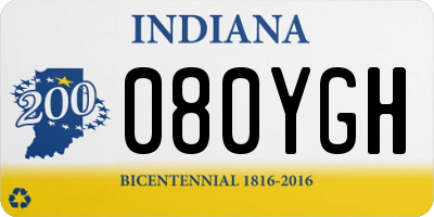 IN license plate 080YGH