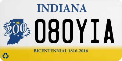 IN license plate 080YIA