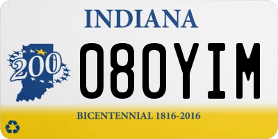 IN license plate 080YIM