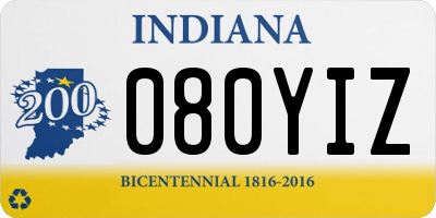 IN license plate 080YIZ