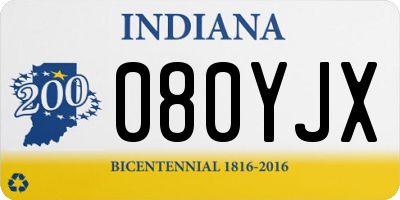 IN license plate 080YJX