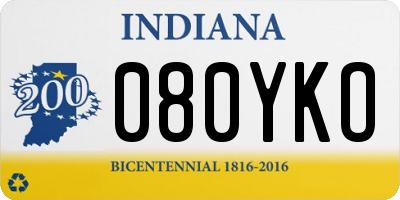 IN license plate 080YKO