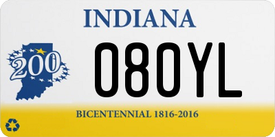 IN license plate 080YL
