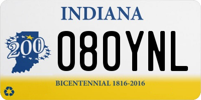 IN license plate 080YNL