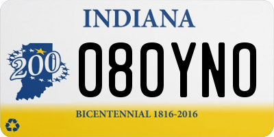 IN license plate 080YNO