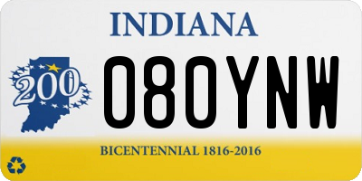 IN license plate 080YNW