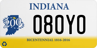 IN license plate 080YO