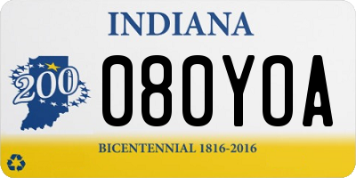 IN license plate 080YOA