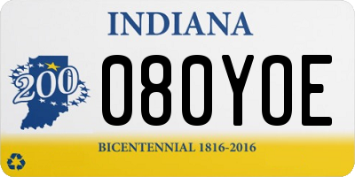 IN license plate 080YOE