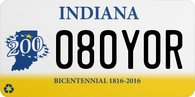 IN license plate 080YOR