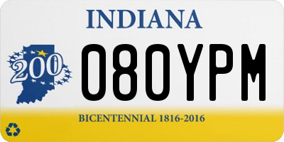 IN license plate 080YPM
