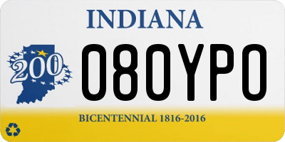 IN license plate 080YPO