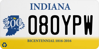 IN license plate 080YPW